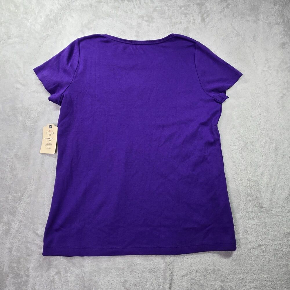 NWT Women's St. John's Bay Large Short Sleeve Round-Neck T-Shirt Purple Cotton - Picture 2 of 3